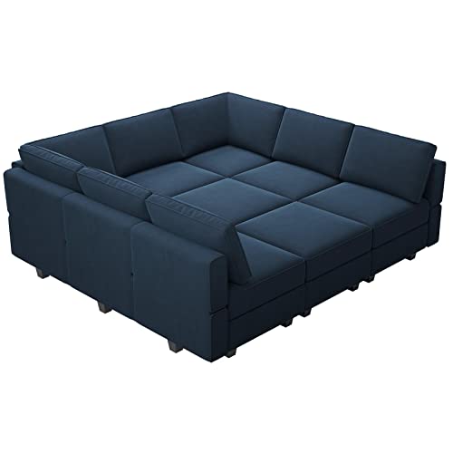 Belffin Modular Velvet Sectional Sofa with Chaise Lounge and Storage, Grey T418154
