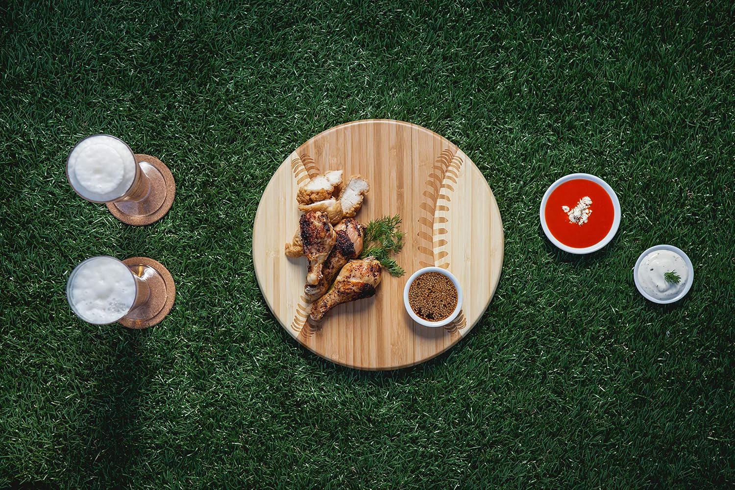 TOSCANA Picnic Time Home Run Baseball Cheese Board Bamboo C331200