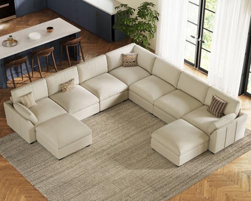 Belffin Extra Large Modular Sectional Sofa, 4-Seater L Shaped Velvet Couch, Black A1471