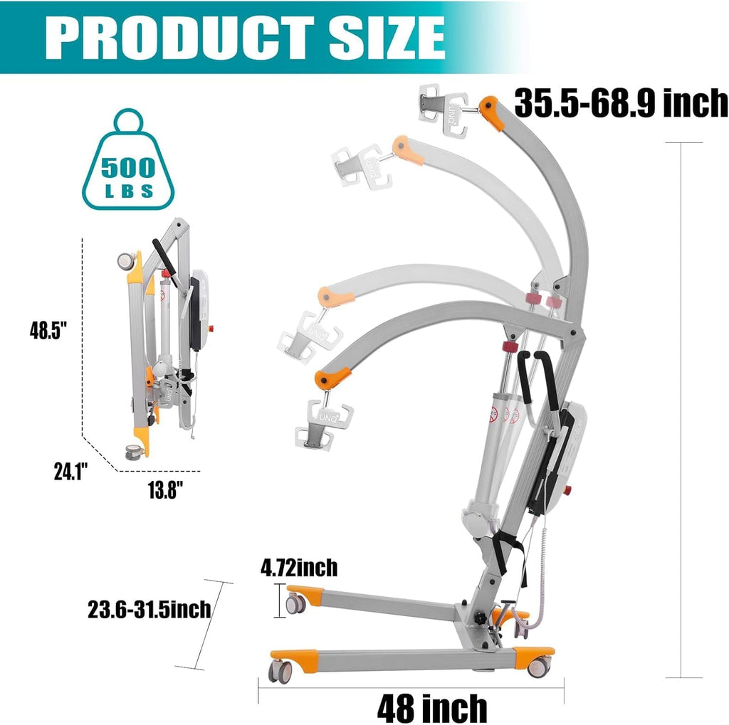 Aluminum Folding Electric Patient Lift with MOTECK Motor for Home T931