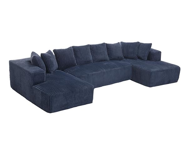 131" Modular Sectional Sofa Cloud Couch, Corduroy Memory Foam Black O10952
