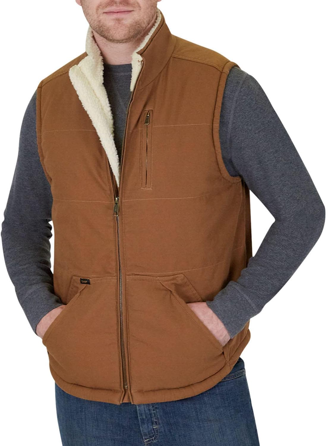 Lee Men's Workwear Canvas Vest with Pockets, Tobacco X-Large E799501