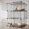 3-Tier Cat Cage Indoor Enclosure DIY Cat Playpen Catio Detachable Metal Wire Kennels 2Lx2Wx3H Crate Large Exercise Place Ideal for 1-2 Cats, Black