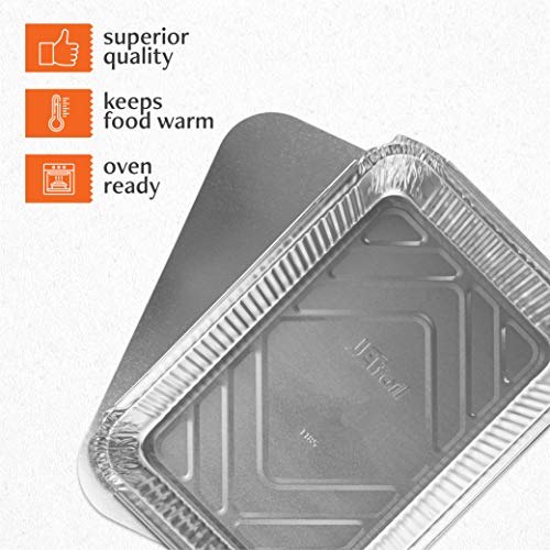 PLASTICPRO Disposable Aluminum Oblong Baking Pans with Cardboard Lids, 12 x 8 x 2 Inch, Pack of 10 U676