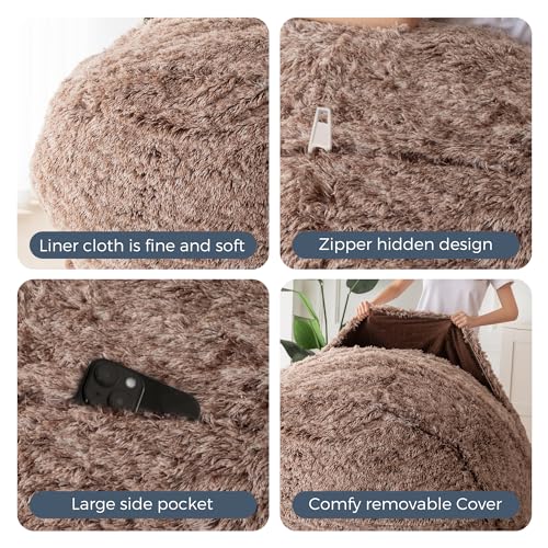 MAXYOYO Giant Bean Bag Chair Bed for Adults, Convertible Floor Sofa G466