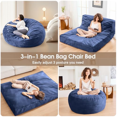 Giant Bean Bag Chair for Adults Convertible Bed with Microfiber Cover Charcoal G62613