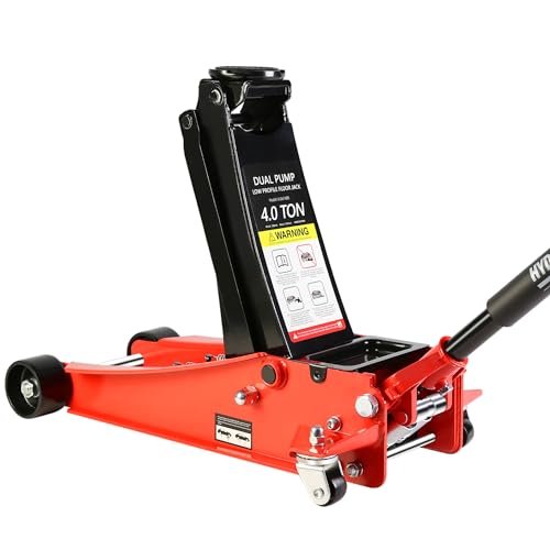Pvillez Floor Jack, Heavy Duty Hydraulic Low Profile Steel Racing Jack, 2 Ton Capacity Blue H10635