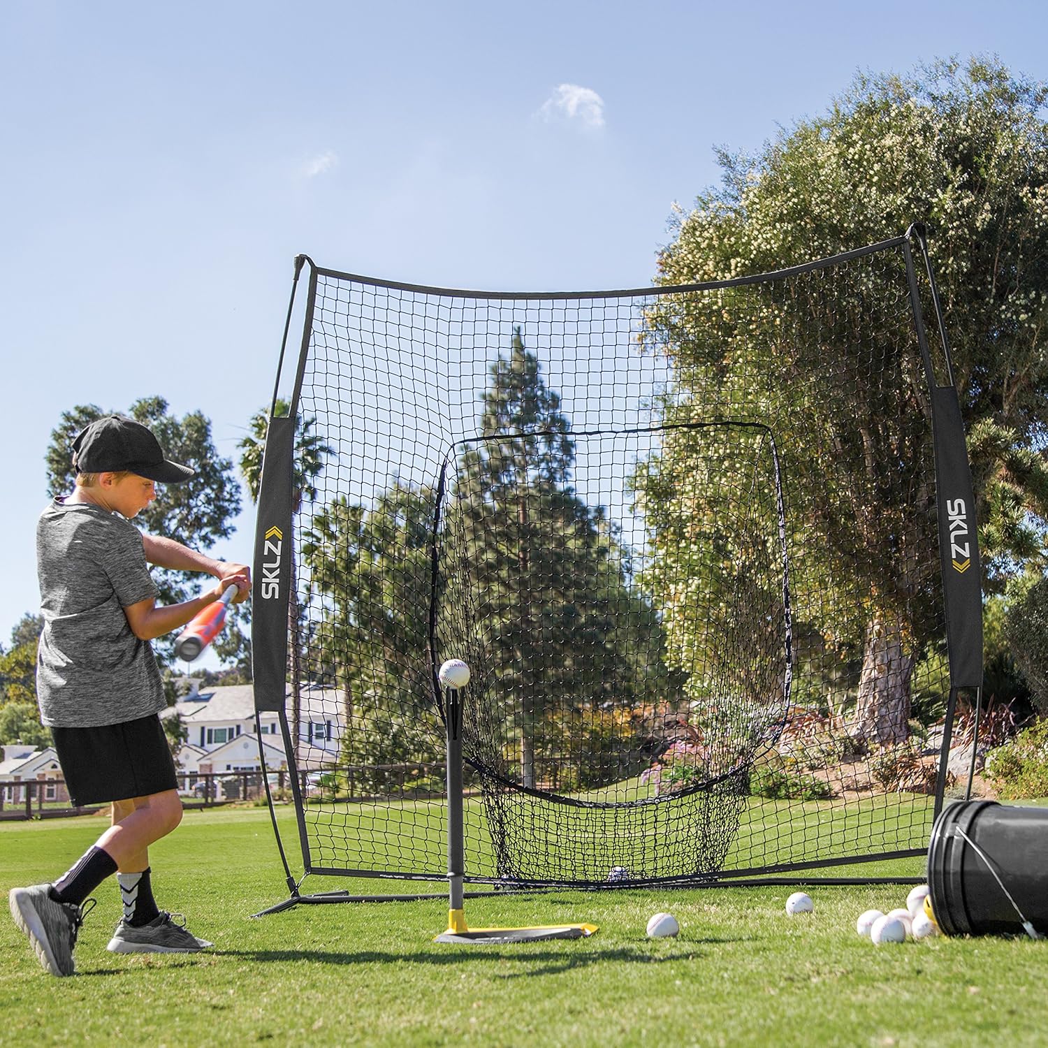 SKLZ Portable Baseball Softball Hitting Net with Vault, 7 x 7 ft Y813
