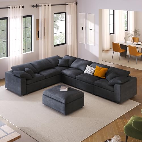 Oversized Modular Sectional Sofa with Movable Ottoman E909