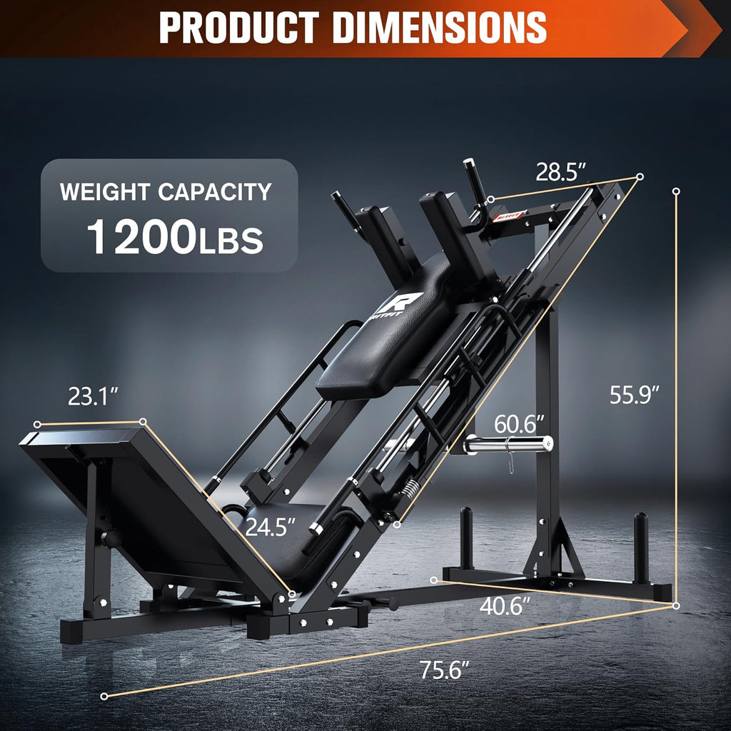 RitFit Leg Press Hack Squat Machine, Adjustable for Home Gym U994