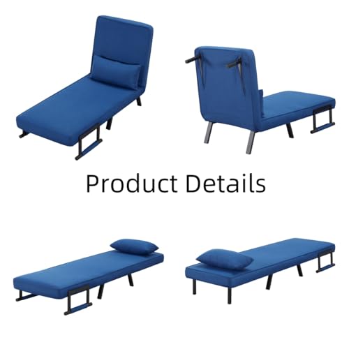 3 in 1 Sleeper Sofa Bed with Side Pocket, Black Convertible Futon Couch W34330