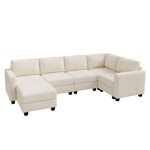 HONBAY Corduroy Modular Sectional Couch with Storage, Dark Gray A586576