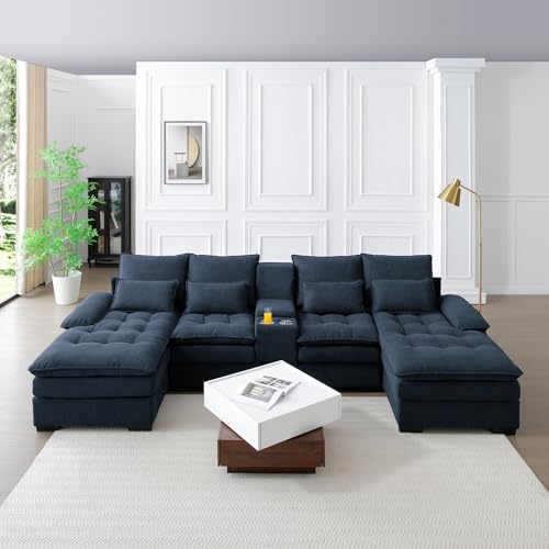 Oversized Modular Sectional Sofa with Movable Ottoman E909