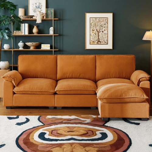 Cloud Couch Sectional L Shaped Modular Sofa Chenille Ivory Beige U4155