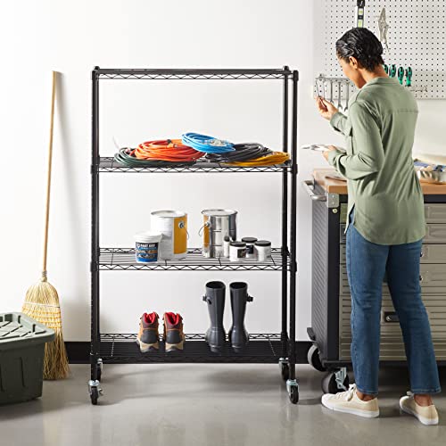 Amazon Basics 5-Shelf Heavy Duty Storage Shelving Unit on Casters, Black A813013