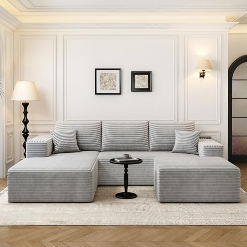 Cloud Modular Sectional Sofa with Ottoman, U Shaped, Black M332378