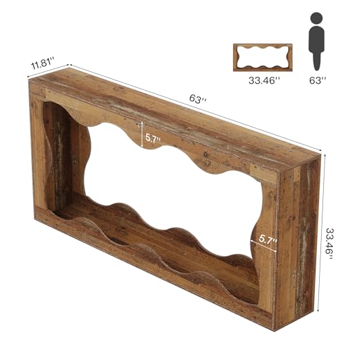 Tribesigns 63 Inches Farmhouse Console Table with Storage, Brown T384