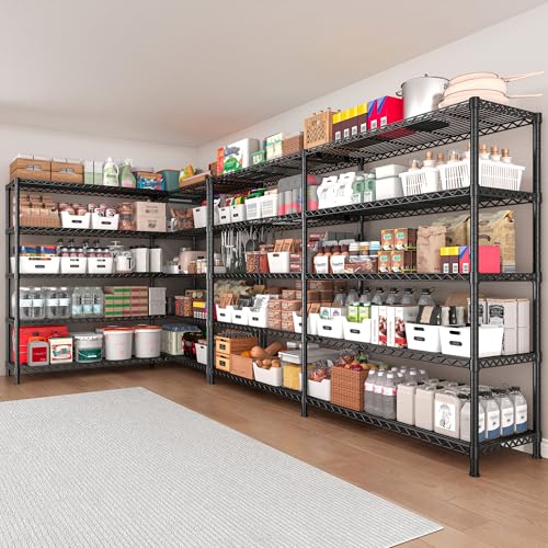 REIBII 73''W 5-Tier Metal Shelving Unit, Heavy Duty Wire Storage Rack F431