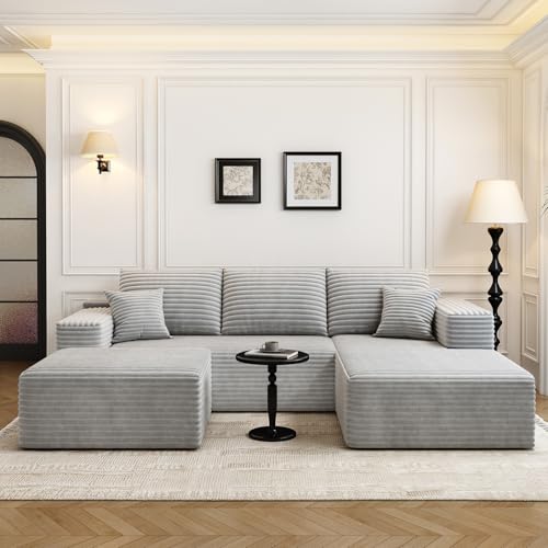 Cloud Modular Sectional Sofa with Ottoman, U Shaped, Black M332378