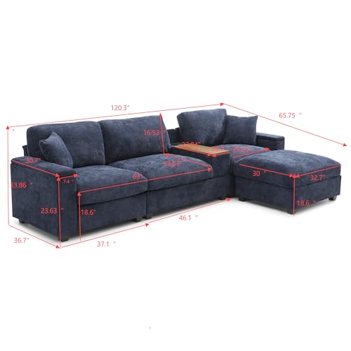Oversized Modular Sectional Sofa with Movable Ottoman E909