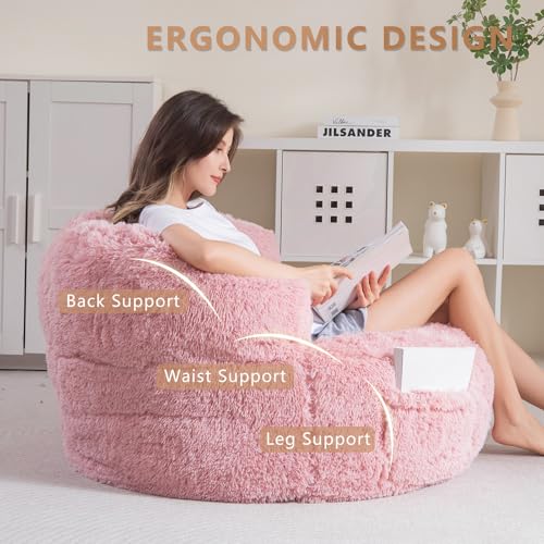 BYBYME Giant Faux Fur Bean Bag Chair for Adults with Filler T1937