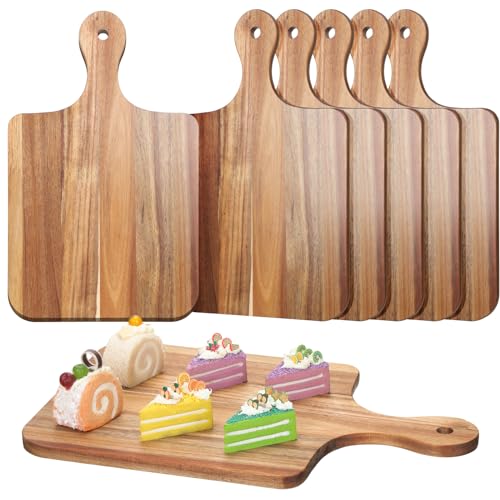6 Pcs Cutting Board Bulk Kitchen Thicken Chopping Board with Handles Wooden Charcuterie Serving Board Blank Wood Boards for Engraving Wedding Housewarming(15 x 7 Inch, Acacia Wood)