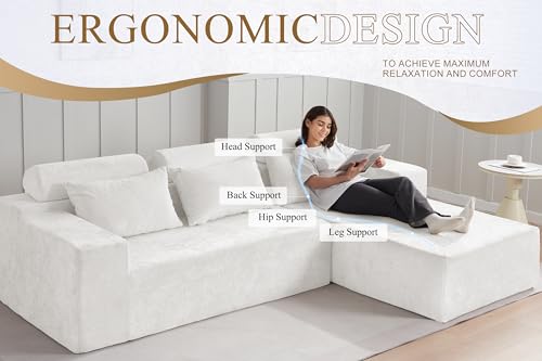 HABUTWAY 105" L-Shape Modular Sectional Sofa, Grey Velvet G848557