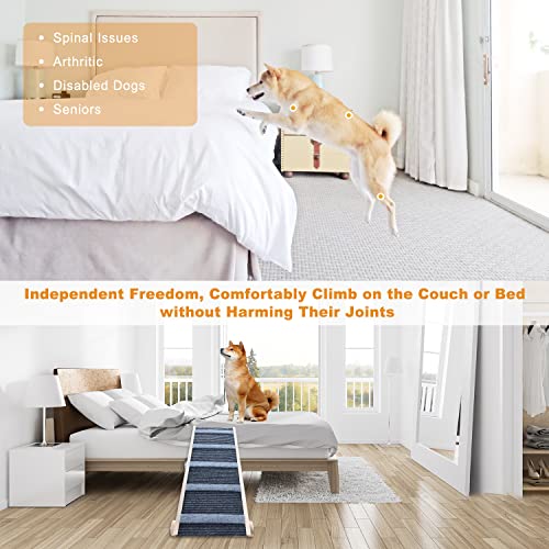 Adjustable Wooden Dog Ramp for Bed, Couch, Car, 200Lbs Capacity W9361