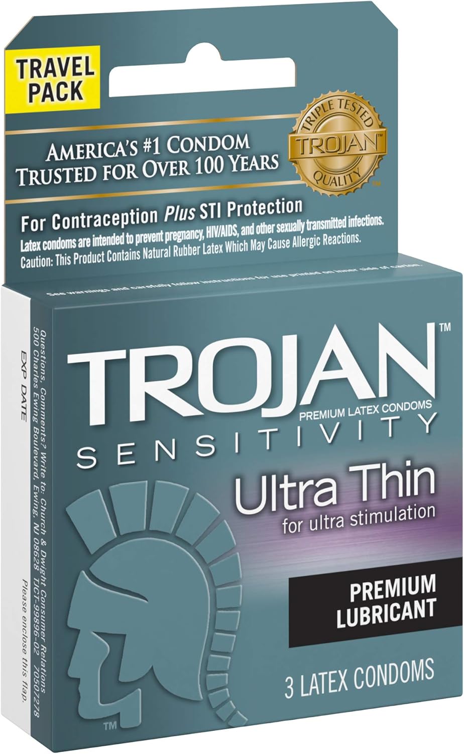 TROJAN Sensitivity Ultra Thin Lubricated Condoms, 3 Count S984