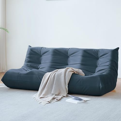 Bean Bag Chair for Adults Suede Microfiber Fireside Floor Chair 3-Seater Beige F151744