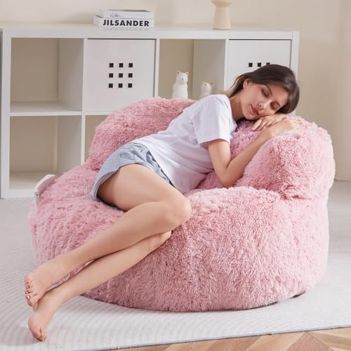 BYBYME Giant Faux Fur Bean Bag Chair for Adults with Filler T1937