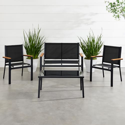 Best Choice Products 4-Piece Textilene Patio Conversation Set with Steel Frame, Taupe/Charcoal T8603