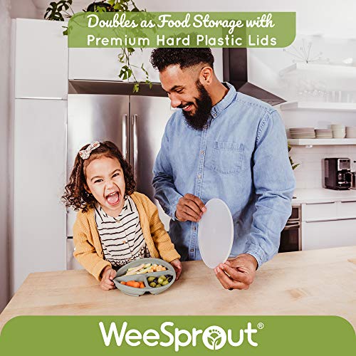 WeeSprout Suction Plates with Lids for Babies & Toddlers, 100% Silicone, 3 Pack S449223