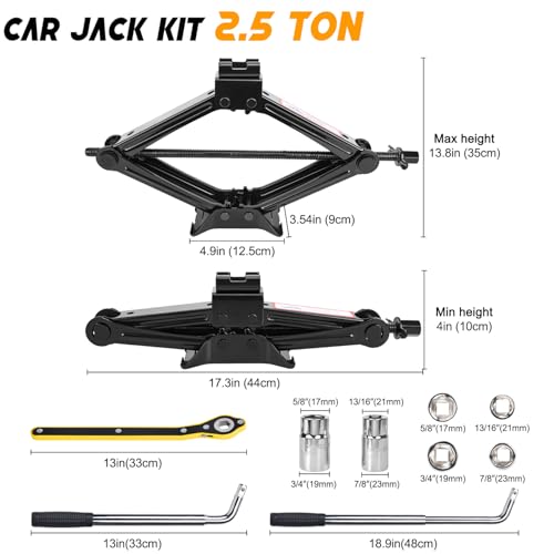 Car Jack Kit 2 Ton Scissor Jack with Lug Wrench for Car SUV A198