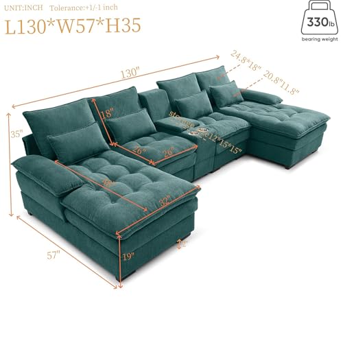 Oversized Modular Sectional Sofa with Movable Ottoman E909