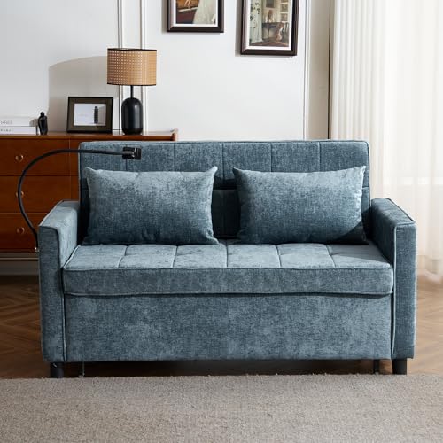Merax 3 in 1 Convertible Sleeper Sofa Bed Futon with USB Ports, Brown V2286