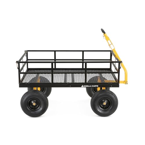 Gorilla Carts Heavy Duty Steel Mesh Utility Wagon Cart, 1000 lb Capacity, Gray M8719