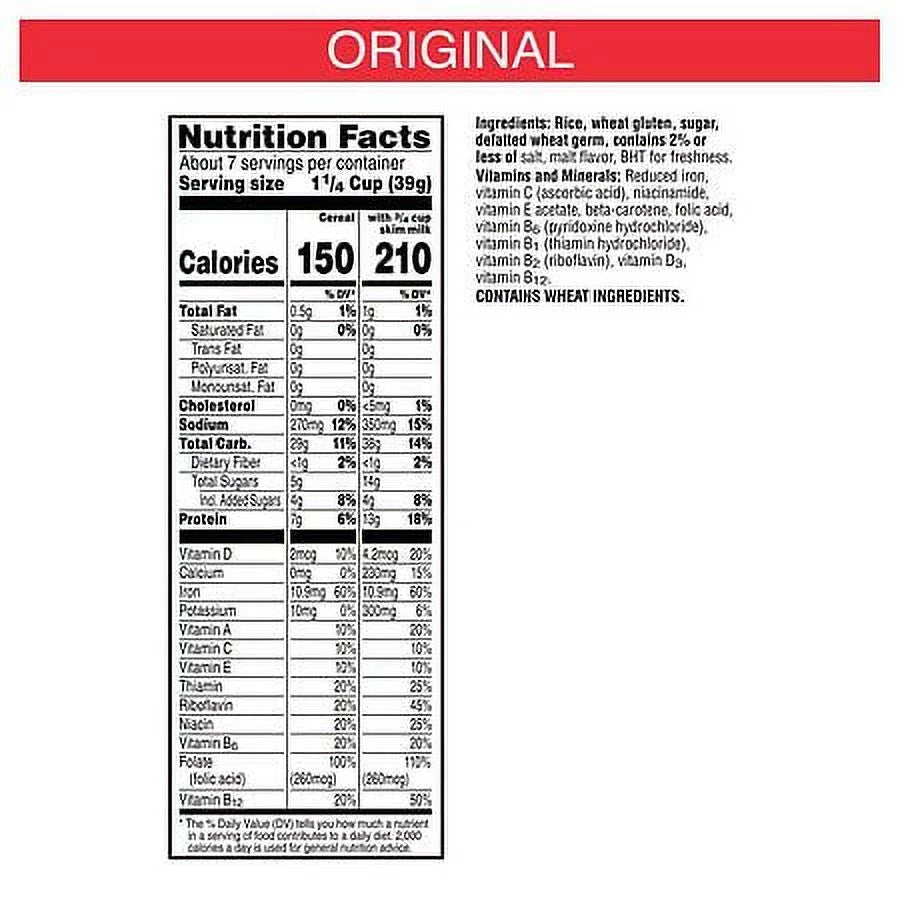 Special K Original Cold Breakfast Cereal, 9.6oz, 2-Pack Z298170