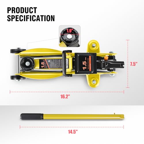 DNA MOTORING Floor Jack 3 Ton Low Profile Heavy Duty Hydraulic Car Jack, Black T11604