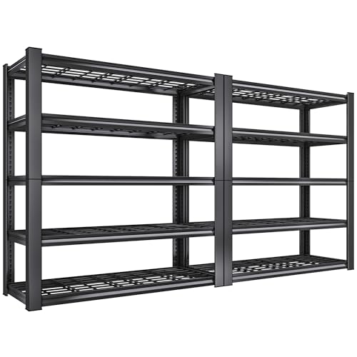REIBII 3010LBS Storage Shelves 72" H Heavy Duty Metal 5 Tier Adjustable Shelving, Black B7978