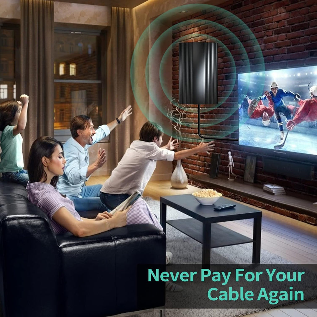 Upgraded TV Antenna 550+ Miles Indoor Outdoor Digital HDTV with Amplifier & 33FT Coaxial Cable J12971