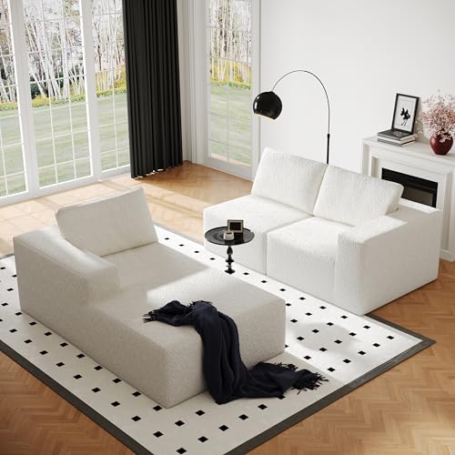 Cloud Modular Sectional Couch with L-Shape Chaise, White D960714