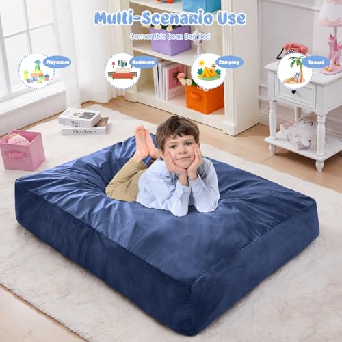 Giant Bean Bag Chair for Adults Convertible Bed with Microfiber Cover Charcoal G62613