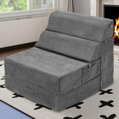 Comfy Folding Sofa Bed Grey Convertible Sleeper Chair Couch M171120