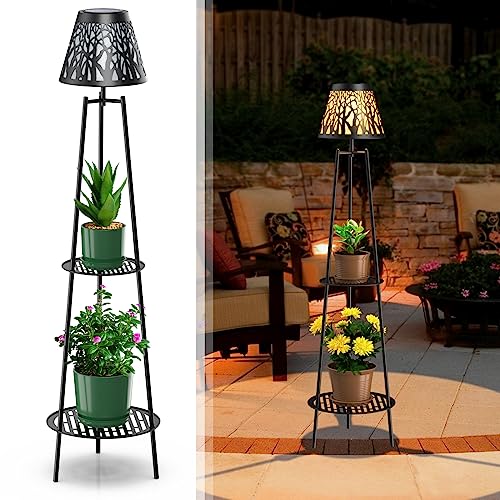 2 Pack Solar Lights Outdoor with Plant Stands - Metal Tripod Patio Decor M835880