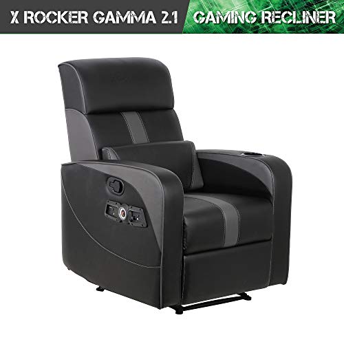 X Rocker Gamma Recliner Gaming Chair with Bluetooth Audio and Footrest, Black L57269