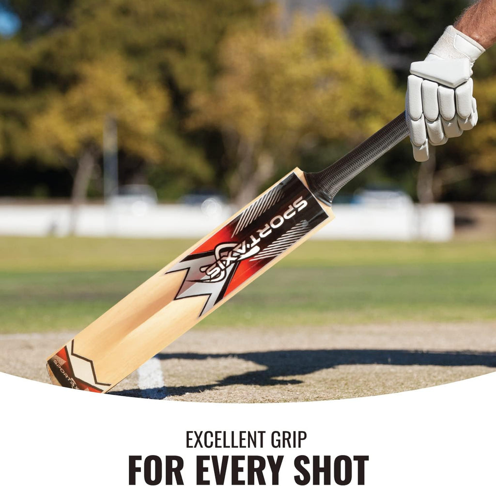 SPORTAXIS Wooden Kashmir Willow Cricket Bat with Foam-Padded Bag T3787