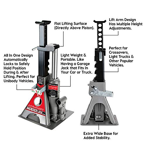 Powerbuilt 3 Ton Bottle Jack and Jack Stands in One, 6000 lb Capacity V6309