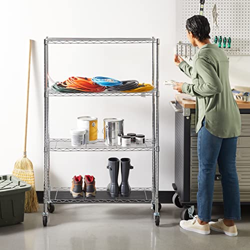 Amazon Basics 5-Shelf Heavy Duty Storage Shelving Unit on Casters, Black A813013