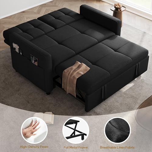 YITAHOME 55" Convertible Sofa Bed 3-in-1 Sleeper Sofa with Iron Frame, Grey L176893